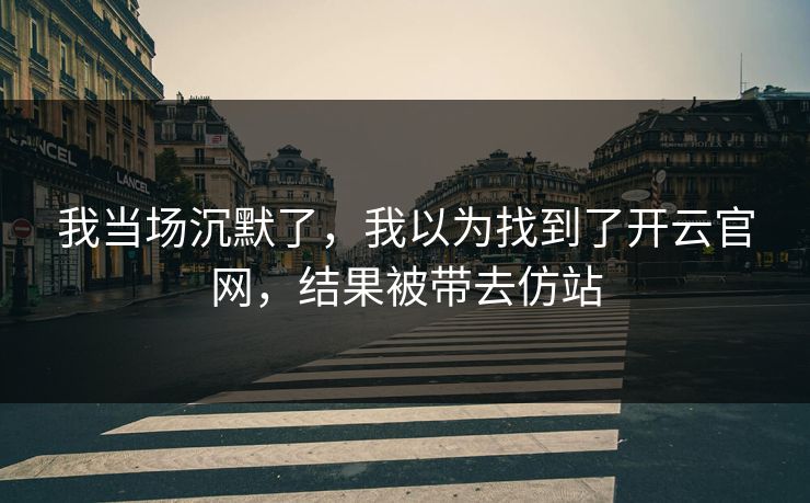 我当场沉默了，我以为找到了开云官网，结果被带去仿站