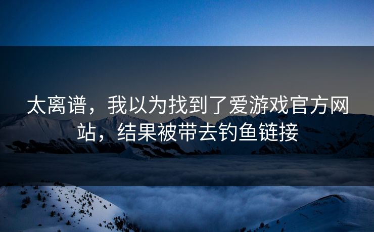太离谱，我以为找到了爱游戏官方网站，结果被带去钓鱼链接