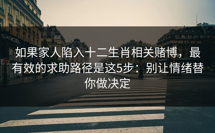 如果家人陷入十二生肖相关赌博，最有效的求助路径是这5步：别让情绪替你做决定