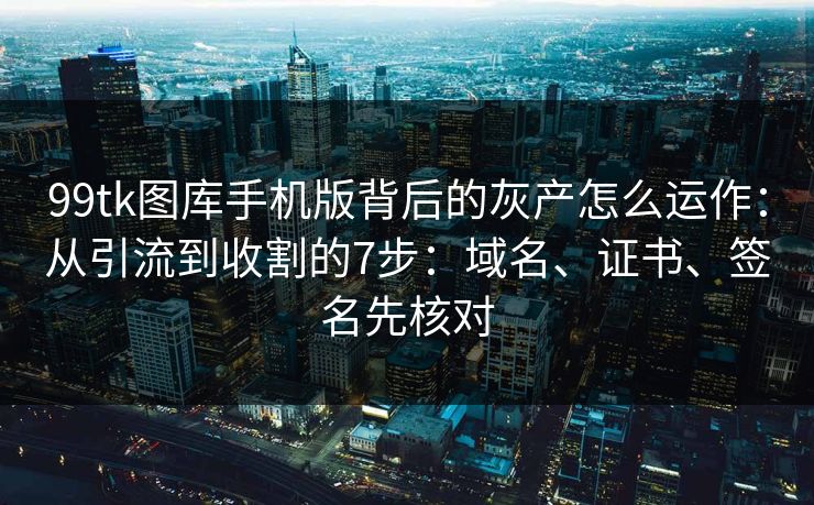 99tk图库手机版背后的灰产怎么运作：从引流到收割的7步：域名、证书、签名先核对