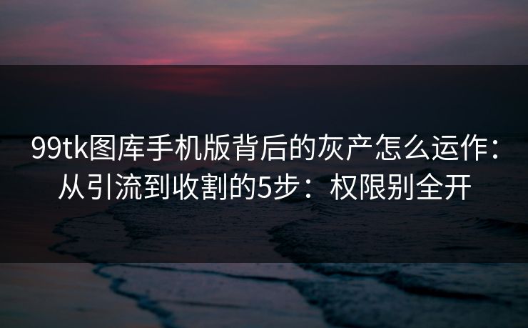99tk图库手机版背后的灰产怎么运作：从引流到收割的5步：权限别全开