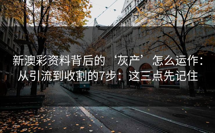 新澳彩资料背后的‘灰产’怎么运作：从引流到收割的7步：这三点先记住